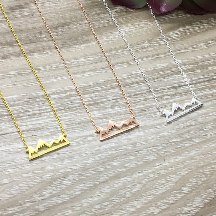 Winter Mountain Necklace, Tiny Snowy Mountain Pendant, New Journey Gift, Inspirational Jewelry, Adventure Necklace, Gift for Best Friend