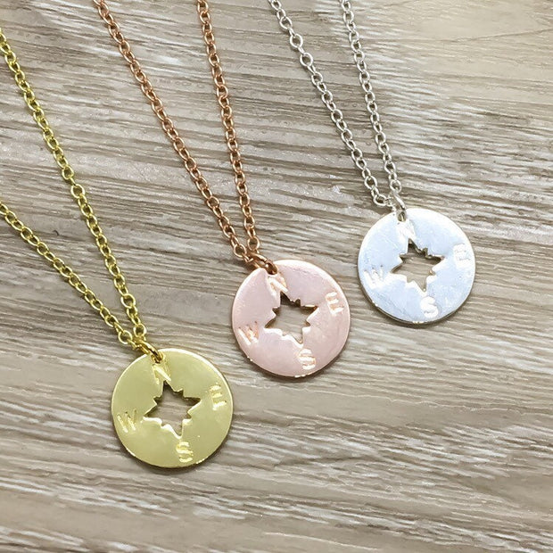 Compass Necklace, Sisters Jewelry Gift, Side by Side or Miles Apart Quote, Sisterhood Gift, Sorority Gift, Stepsister Jewelry, Soul Sisters