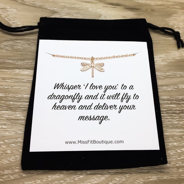 Sympathy Card, Dragonfly Necklace, Grieving Gift for Women, Memorial Gift, Dragonfly Jewelry, Mourning Jewelry, Loss of Loved One Necklace