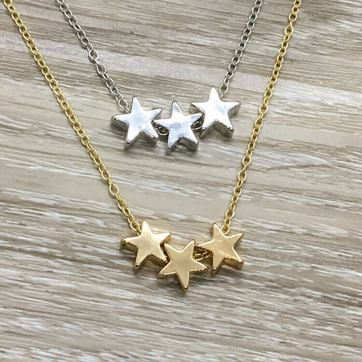 Three Stars Necklace with Card, Gift Box, Reach for the Stars, Graduation