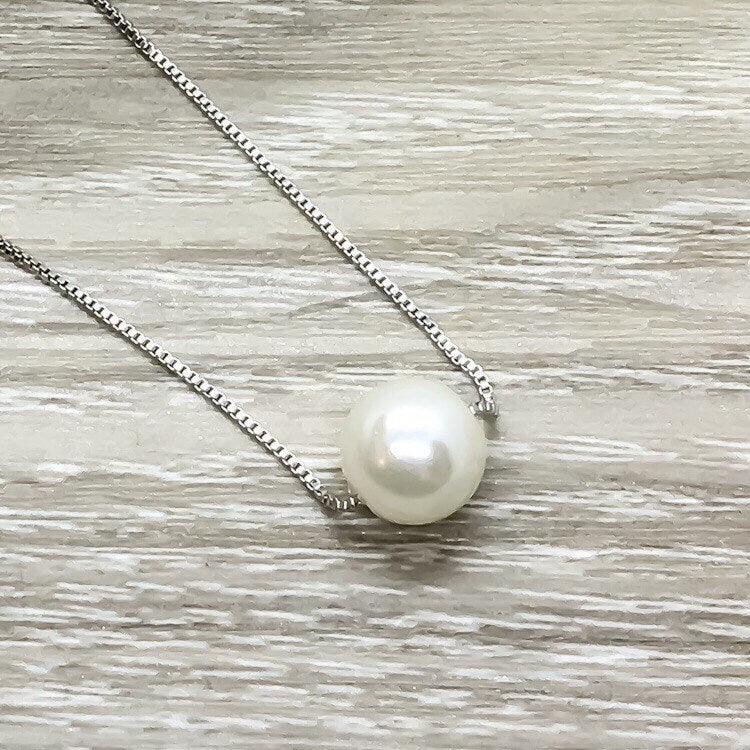 Dear Best Friend Card, Silver Floating Pearl Necklace