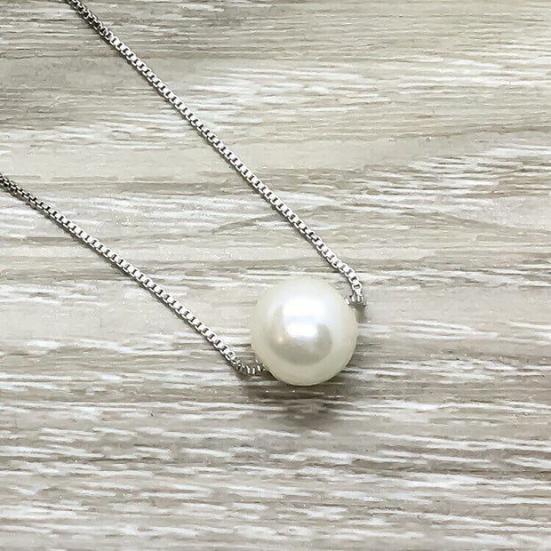 Dear Best Friend Card, Silver Floating Pearl Necklace