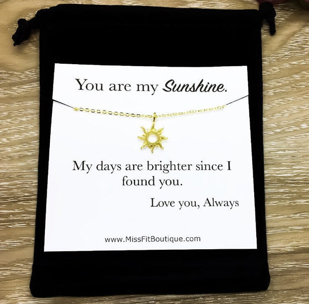 You Are My Sunshine Necklace, Rose Gold Sun Necklace, Minimalist Sunshine Gift, Dainty Necklace, Gifts for Her, Birthday, Bestfriends Gifts