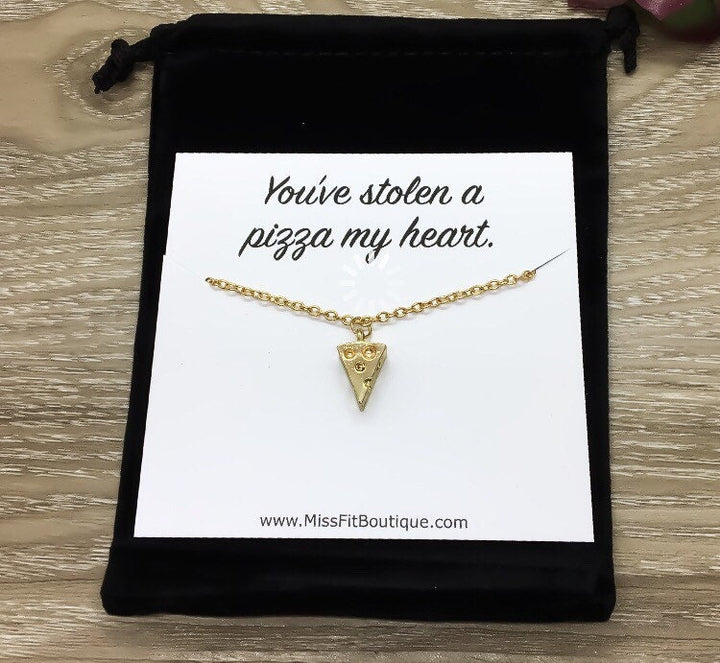 Collier mini pizza « J’ai volé mon cœur », cadeau pour meilleure amie, cadeau d’amitié, bijou pizza, collier fromage minimaliste, cadeau pour épouse
