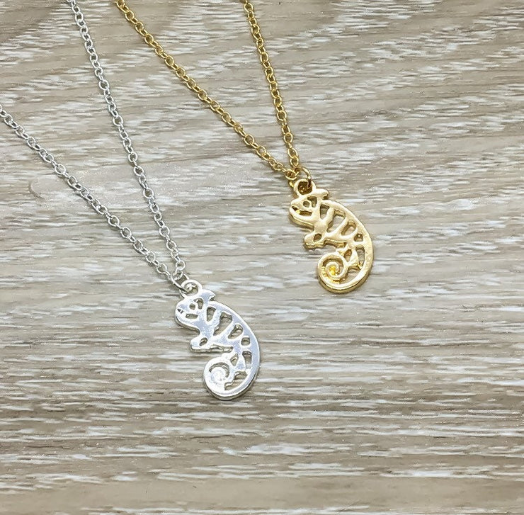 You Are One In A Chameleon Necklace with Card, Dainty Jewelry, Tiny Chameleon Pendant, Birthday Gift, Friendship Necklace, Gift for Daughter