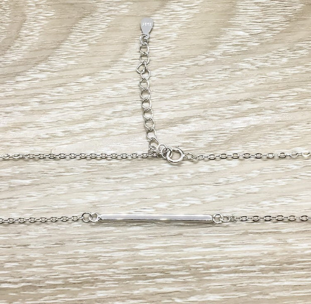 Keep Going Card, Balance Bar Necklace, Sterling Silver Jewelry, Layering Necklace, Gift for Student, Gift for Sister, Motivational Gift