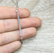 You Are Strong Card, Balance Bar Necklace, Strength Jewelry, Sterling Silver Necklace, Layering Necklace, Gift for Sister, Motivational Gift