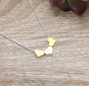 Tiny 3 Hearts Necklace with Message Card, Three Generations Gift, Grandson Mother Grandmother, Grandma Necklace, Gift from Grandson, Minimal