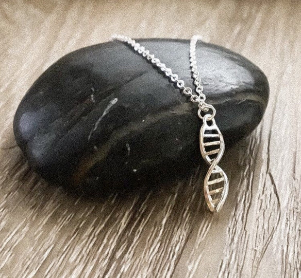 Tiny DNA Necklace, Dainty Sterling Silver Necklace, Double Helix Jewelry, Blended Family Necklace, Mother of the Groom Gift, Stepmother Gift