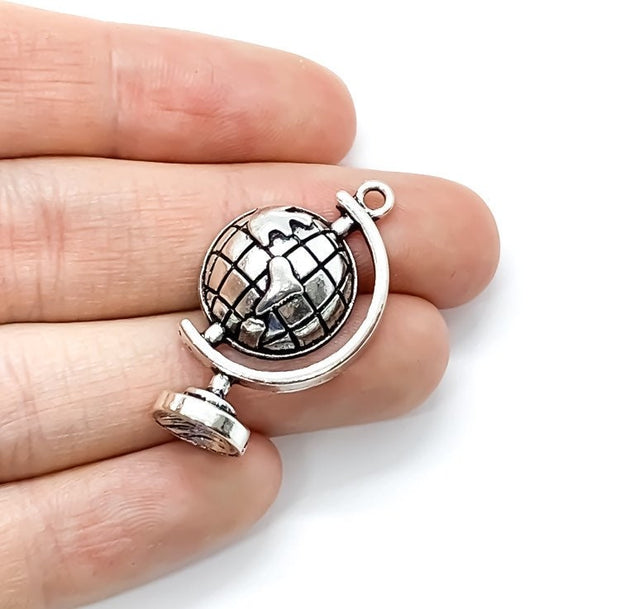 1 World Globe Charm, Individual Charms, School Charms, Teacher Charm, Education Charm, Travel Charm, Traveler Gift, Exploration, Geography