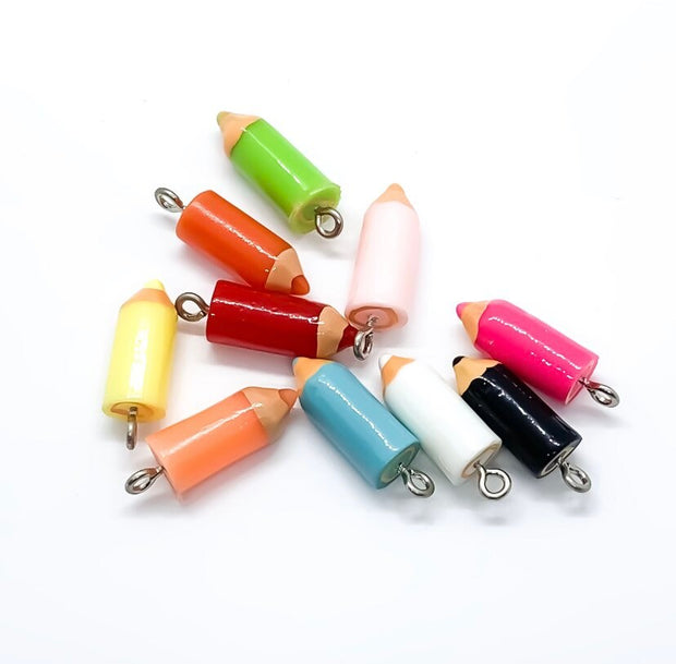 1 Crayon Charms, Individual Charms, School Charms, Teacher Charm, Resin, Craft Charm, Coloring Gift, Kindergarten Charm, Coloring Pencils