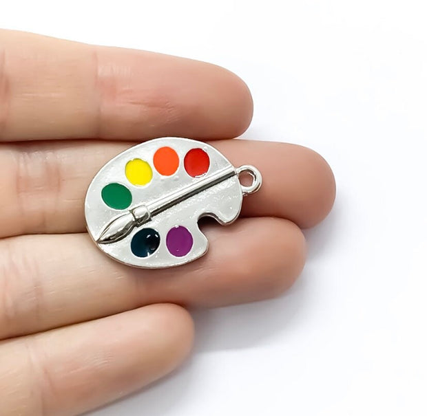 1 Paint Palette Charm, Individual Charms, School Charms, Teacher Charm, Artist Charms, Craft Charm, Painter Gift, Artist Palette Charm