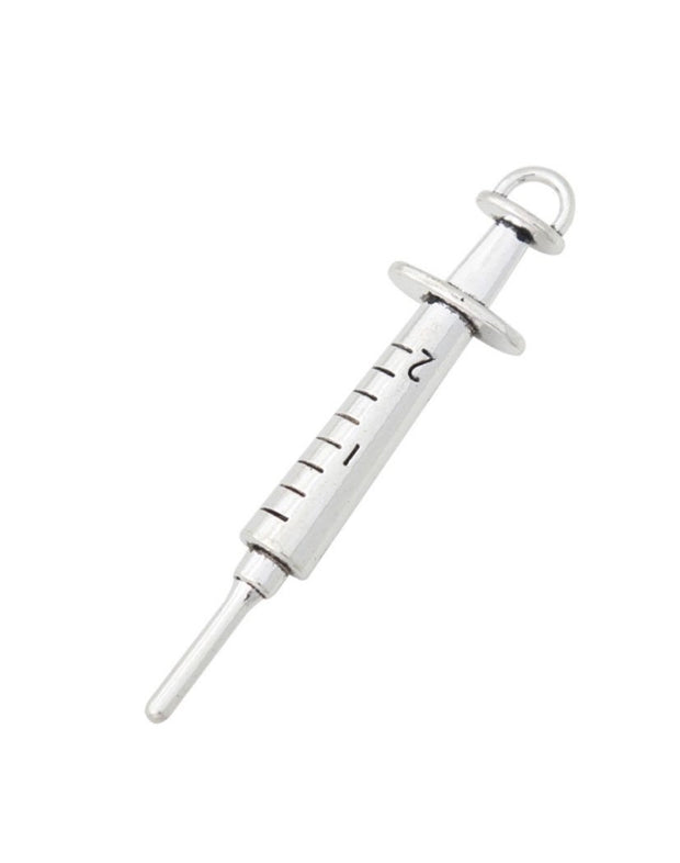 1 Large Syringe Charm, Individual Charms, Medical Charms, Nursing Charm, Doctor Charms, Injection Charm, Findings, Jewelry Making