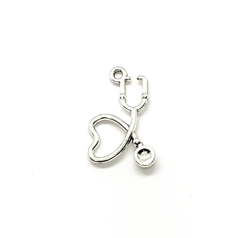 1 Heart Shaped Stethoscope Charm, Individual Charms, Medical Charms, Nursing Charm, Doctor Charms, Nursing Student Charms, Nurse Gift, DIY