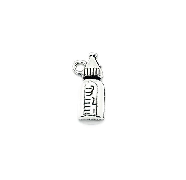 1 Baby Bottle Charm Silver, Individual Charms, Baby Charms, Pregnancy Charms, Nursery Charms, Baby Shower Charms, Mommy Charm, DIY Craft