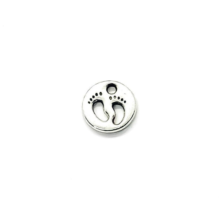 1 Tiny Footprints Charm Silver, Individual Charms, Baby Charms, Mommy Charms, Mother Charms, DIY Craft, Cute Charms, Baby Pendant