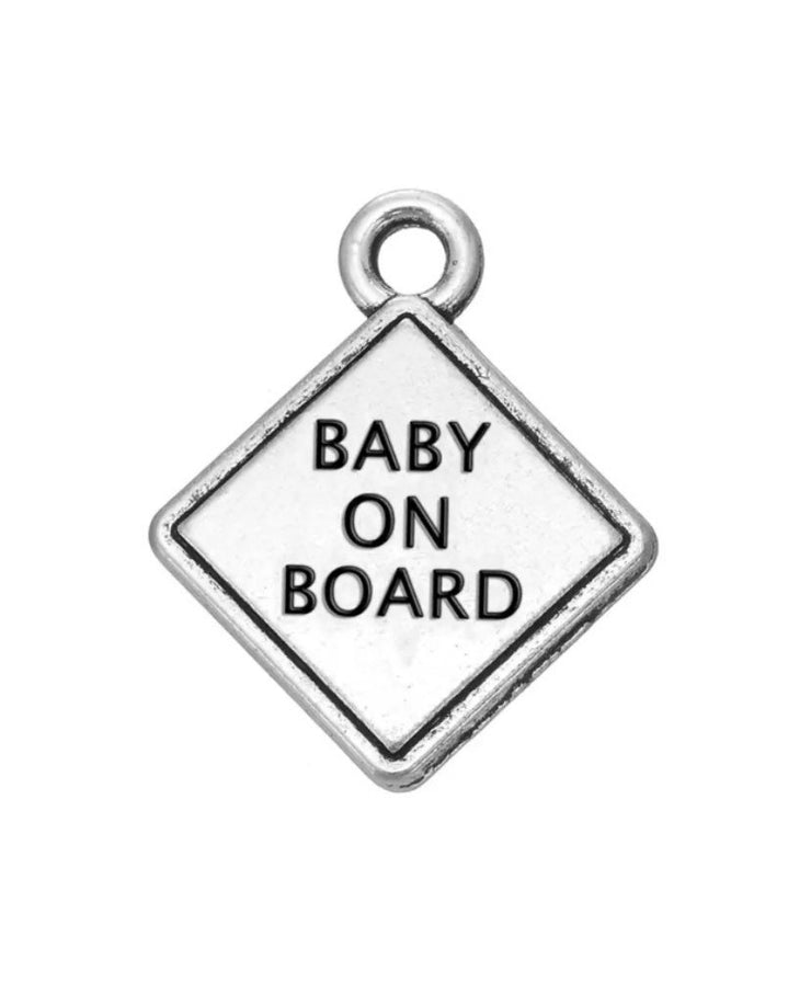 1 Baby on Board Sign Charm Silver, Individual Charms, Baby Charms, Mommy Charms, Mother Charms, DIY Craft, Cute Charms, Baby Pendant