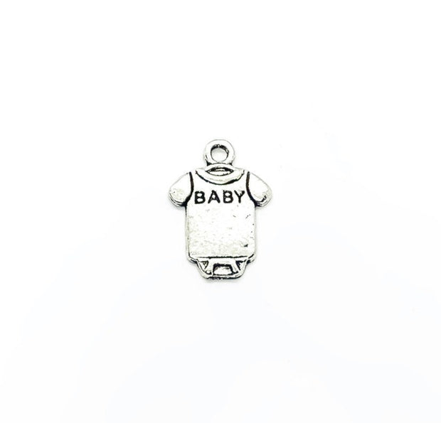 1 Baby Clothes Charm Silver, Tiny Baby Bodysuit Charm, Individual Charms, New Baby Charms, Mommy Charms, Mom Charms, DIY Craft, Cute Charms