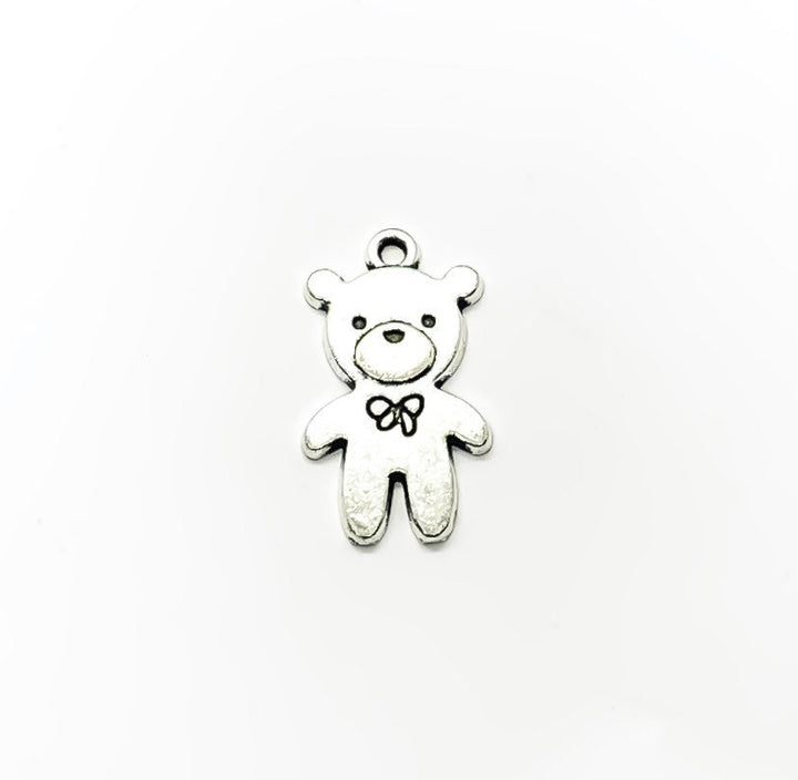 Breloque ours en peluche argentée (1 pièce), breloques individuelles, breloques bébé, breloques jouet, breloques ours en peluche, loisirs créatifs, breloques mignonnes, pendentifs enfant