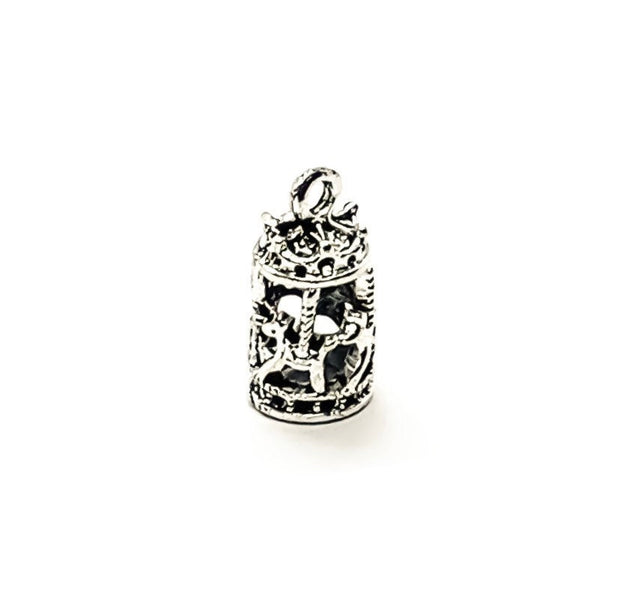 1 Tiny Carousel Charm Silver, Merry Go Round Charm, Individual Charms, Kids Charms, Amusement Charms, Mom Charms, DIY Craft, Cute Charms