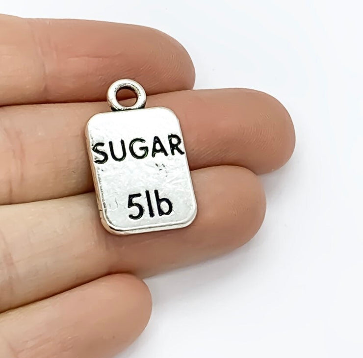 1 Sugar Bag Charm, Individual Charms, Tiny Bag of Sugar Charm, Ingredient Charms, Baking Charms, Baker Charms, Kitchen Charms, Bakery Charms