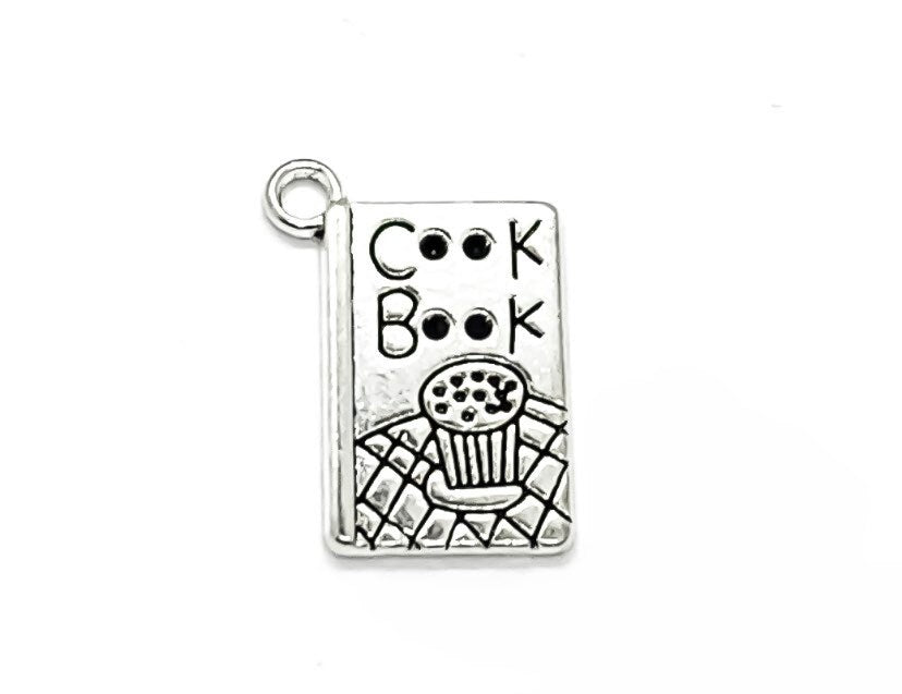 1 mini breloque livre de cuisine, breloques individuelles, breloques cuisine, breloques pâtisserie, breloques livre de recettes, breloques boulangerie, breloques chef, bijoux à faire soi-même