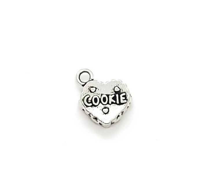 1 Cookie Charm, Individual Charm, Tiny Cookie Charms, Baking Charms, Baker Jewelry, Heart Shaped Cookie Charm, Kitchen Charms, Cooking Charm