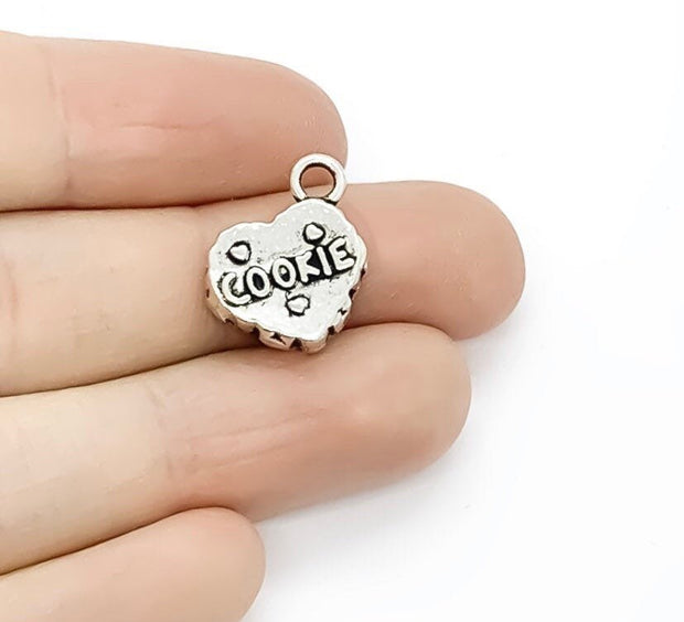 1 Cookie Charm, Individual Charm, Tiny Cookie Charms, Baking Charms, Baker Jewelry, Heart Shaped Cookie Charm, Kitchen Charms, Cooking Charm