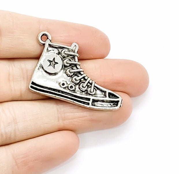 1 Basketball Shoe Charm Silver, Sporty Charms, Sneaker Charm, Basketball Player Charm, Individual Charm, Sport Charms, Team Coach Gift, DIY