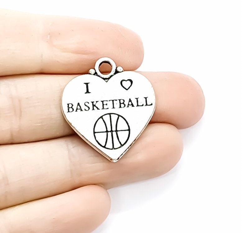 1 Tiny Basketball Charm Silver, I Love Basketball, Sporty Charms, Basketball Player Charm, Individual Charm, Sport Charms, Team Coach Gift