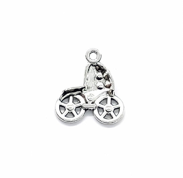 1 Baby Carriage Charm Silver, Individual Charms, Baby Charms, Mommy Charms, Mother Charms, DIY Craft, Cute Charms, Baby Stroller Pendant