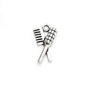 1 Hair Comb and Brush Charm, Salon Charms, Individual Charm, Hair Stylist Gift, Girlie Charm, Teen Girl Charm, Gift for Hair Dresser