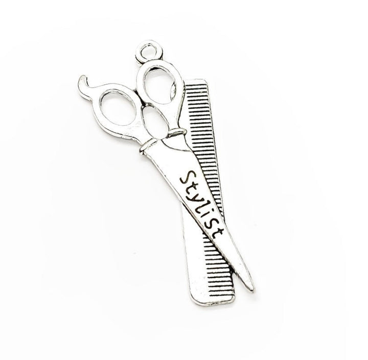 1 Stylist Charm, Salon Charms, Individual Charm, Scissors and Comb Charms, Hair Stylist Gift, Girlie Charm, Teen Girl Charm, Hair Jewelry