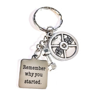 Fitness Keychain, Remember Why You Started, Fitness Lover Gifts, Personal Trainer Gift, Gym Keychain, Weight Loss Motivation, Crossfit