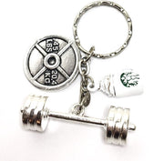 Coffee Charm, Barbell, Fitness Keychain, Coffee, Fitness Charms, Weight Plate, Dumbbell, Workout, Gym Jewelry, Weightlifting, Bodybuilding,