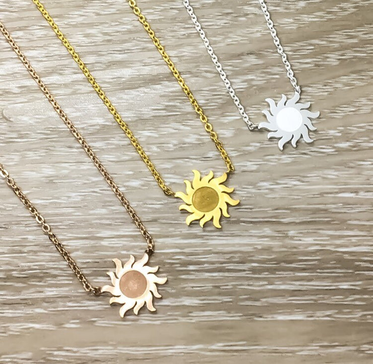 You Are My Sunshine Gift, Dainty Sun Necklace, Sunshine Jewelry, Friendship Necklace, Starburst Pendant, Gift for Girlfriend, Birthday Gift