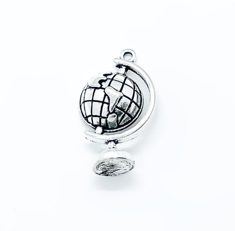 1 World Globe Charm, Individual Charms, School Charms, Teacher Charm, Education Charm, Travel Charm, Traveler Gift, Exploration, Geography