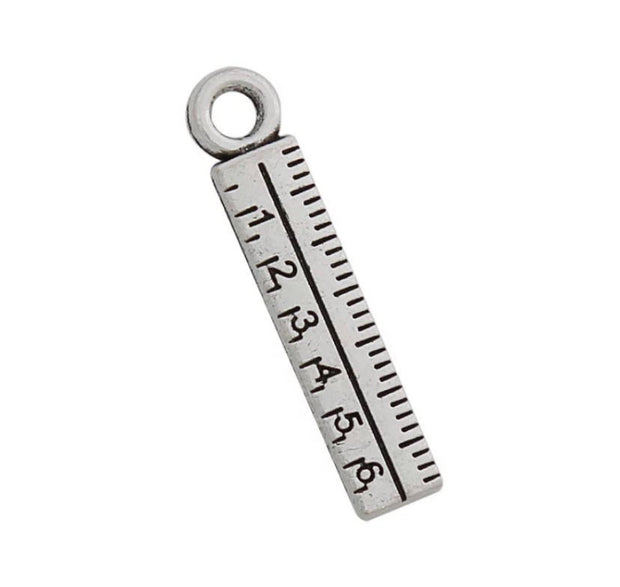 1 Tiny Ruler Charm, Individual Charms, School Charms, Teacher Charm, High School Charm, Math Charm, Ruler Charm, Mathematics Charms