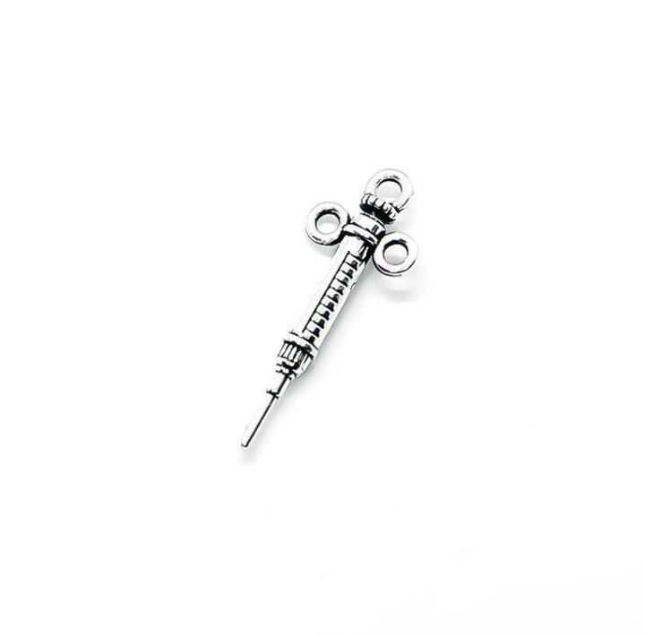 1 Syringe Charm, Individual Charms, Medical Charms, Nursing Charm, Doctor Charms, Injection Charm, Needle, Shot Charm, Jewelry Findings