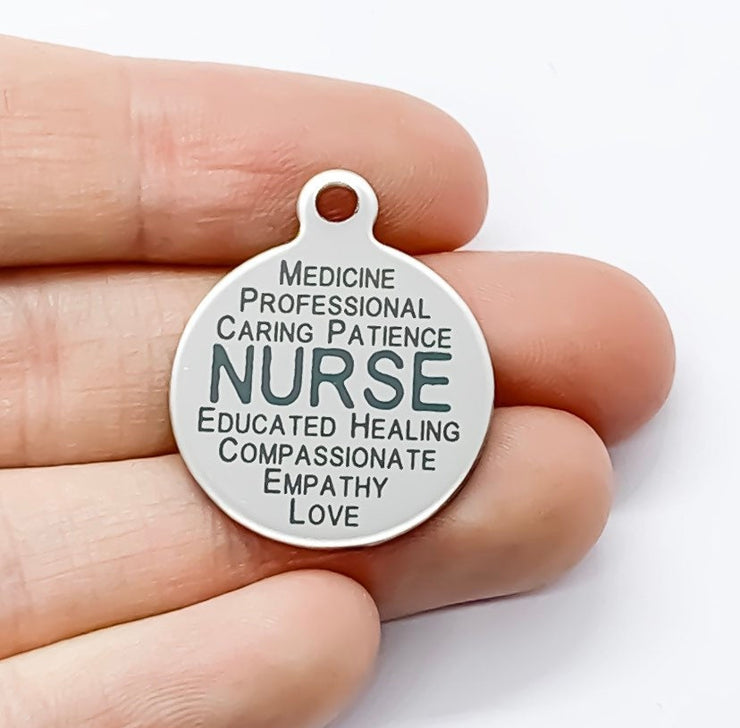 1 Nurse Charm, Stainless Steel Charms, Individual Charms, Nurse Definition, Medical Charms, Gift for Nurse, Nursing Jewelry, Thank You Gift