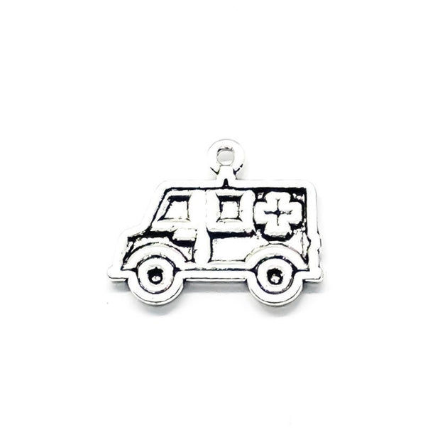 1 Ambulance Charm, Individual Charms, Medical Charms, Paramedic Charm, Hospital Charms, EMT Charms, First Responder Gift, DIY Jewelry