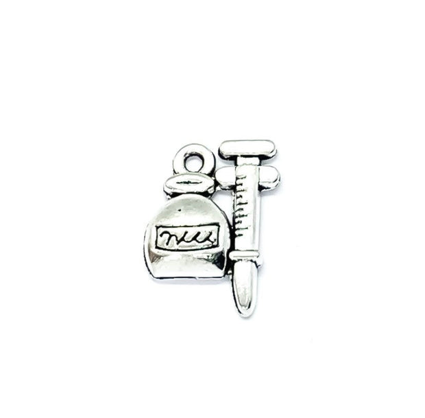 1 Syringe Charm, Individual Charms, Medical Charms, Nursing Charm, Doctor Charms, Injection Charm, Needle, Shot Charm, Jewelry Findings