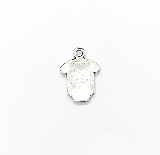 1 Baby Clothes Charm Silver, Tiny Baby Bodysuit Charm, Individual Charms, New Baby Charms, Mommy Charms, Mom Charms, DIY Craft, Cute Charms