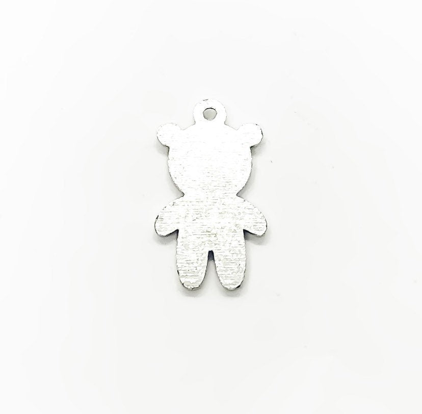 Breloque ours en peluche argentée (1 pièce), breloques individuelles, breloques bébé, breloques jouet, breloques ours en peluche, loisirs créatifs, breloques mignonnes, pendentifs enfant