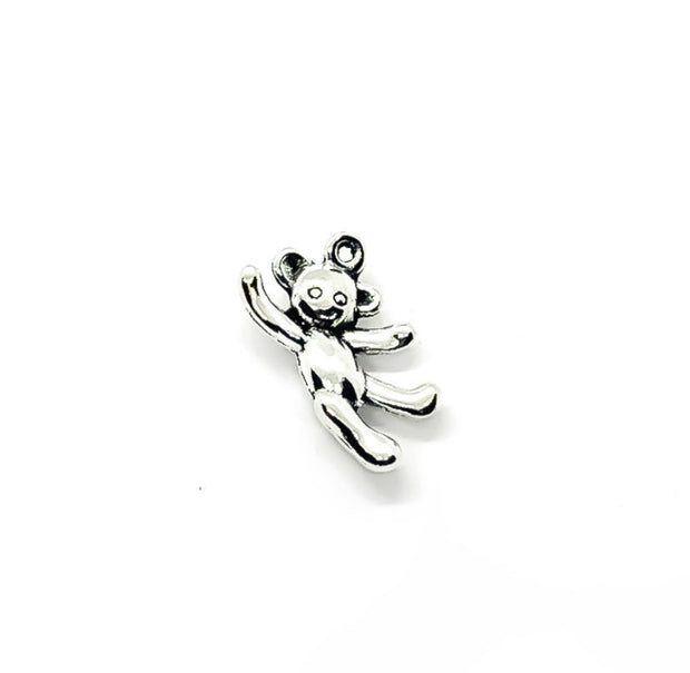 1 Tiny Teddy Bear Charm Silver, Individual Charms, Baby Charms, Toy Charms, Stuffed Bear Charms, DIY Craft, Cute Charms, Kids Pendants