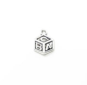 1 Baby Block Charm Silver, Tiny Toy Block Charm, Individual Charms, New Baby Charms, Mommy Charms, Mom Charms, DIY Craft, Cute Charms