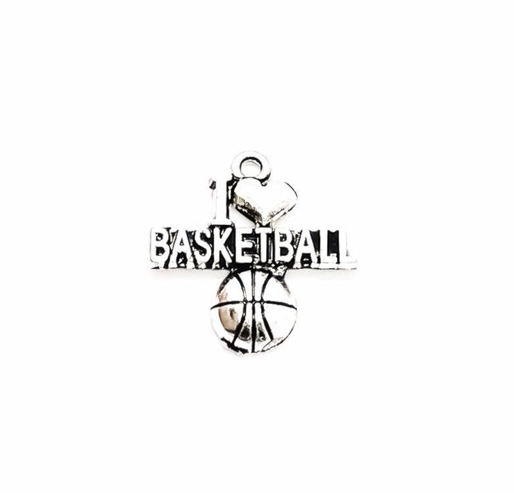 1 Tiny Basketball Charm Silver, I Love Basketball, Sporty Charms, Basketball Player Charm, Individual Charm, Sport Charms, Team Coach Gift