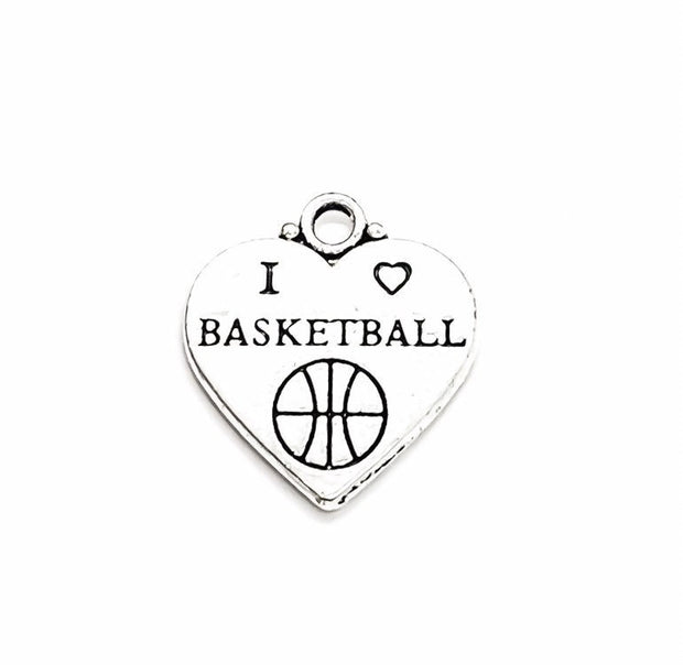 1 Tiny Basketball Charm Silver, I Love Basketball, Sporty Charms, Basketball Player Charm, Individual Charm, Sport Charms, Team Coach Gift