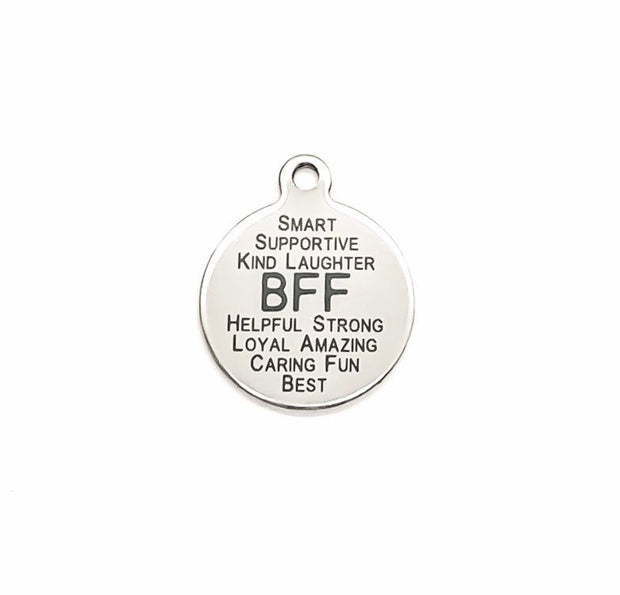 1 BFF Charm, Stainless Steel Charms, Individual Charm, Best Friend Charm, Words Charm, Gift for BFF, Friendship Jewelry, Bestfriend Gift