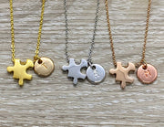 Dainty Puzzle Necklace, Initial Necklace, Personalized Jewelry, Gift for Daughter, Friendship Necklace, Autism Awareness Gift